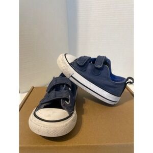 Converse All Star Kids Toddler Blue Canvas Hook and Loop Sneakers Size 4